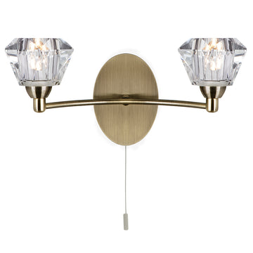 Sierra 2 Lights Brass Glass Shade Modern Bracket Light