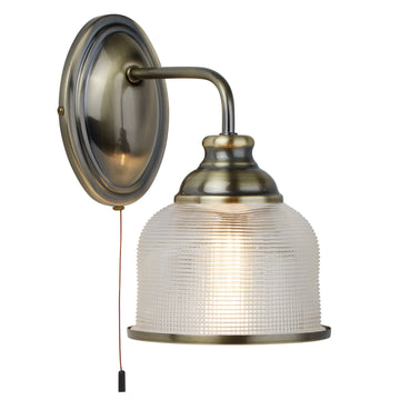 Bistro II Antique Brass Halophane Glass Wall Light