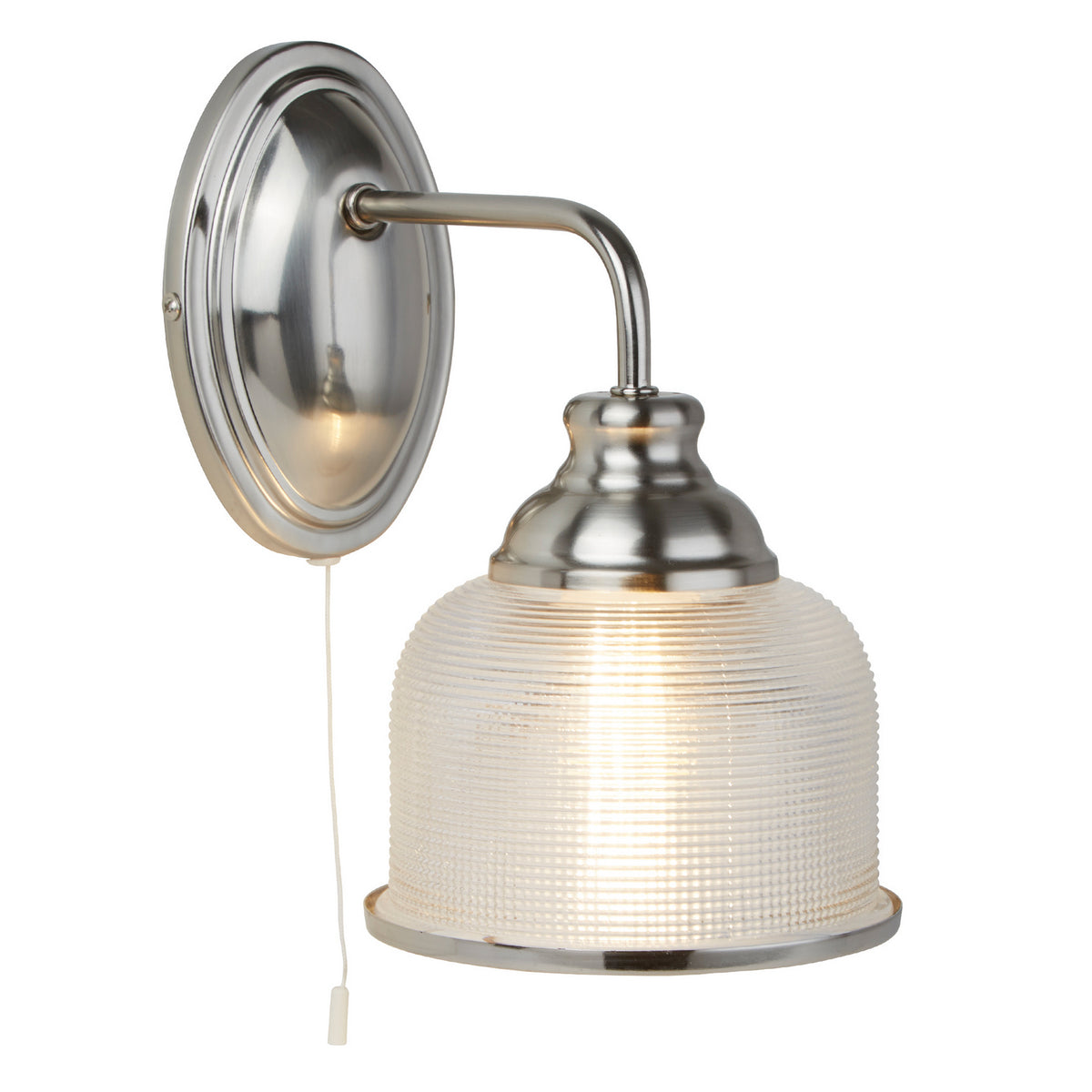 Bistro II Satin Silver Halophane Glass Wall Light