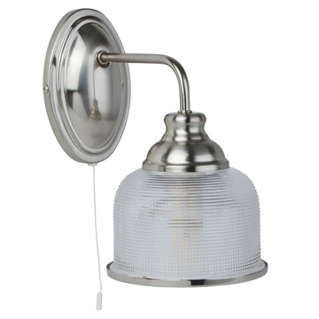 Bistro II Satin Silver Halophane Glass Wall Light