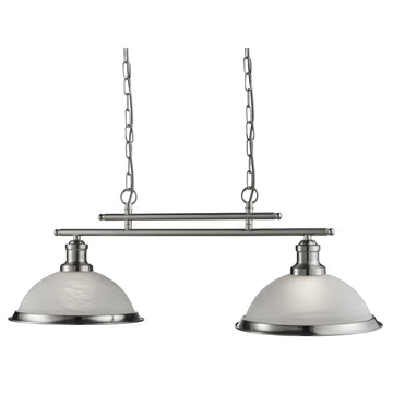 Bistro Satin Silver 2 Light Ceiling Bar Pendant