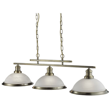 Bistro Antique Brass 3 Light Ceiling Bar Pendant