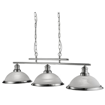 Bistro Satin Silver 3 Light Ceiling Bar Pendant