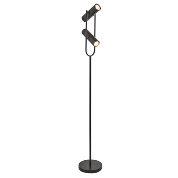 Telescope 2 Light LED Black Cylinder Standard Floor Lamp