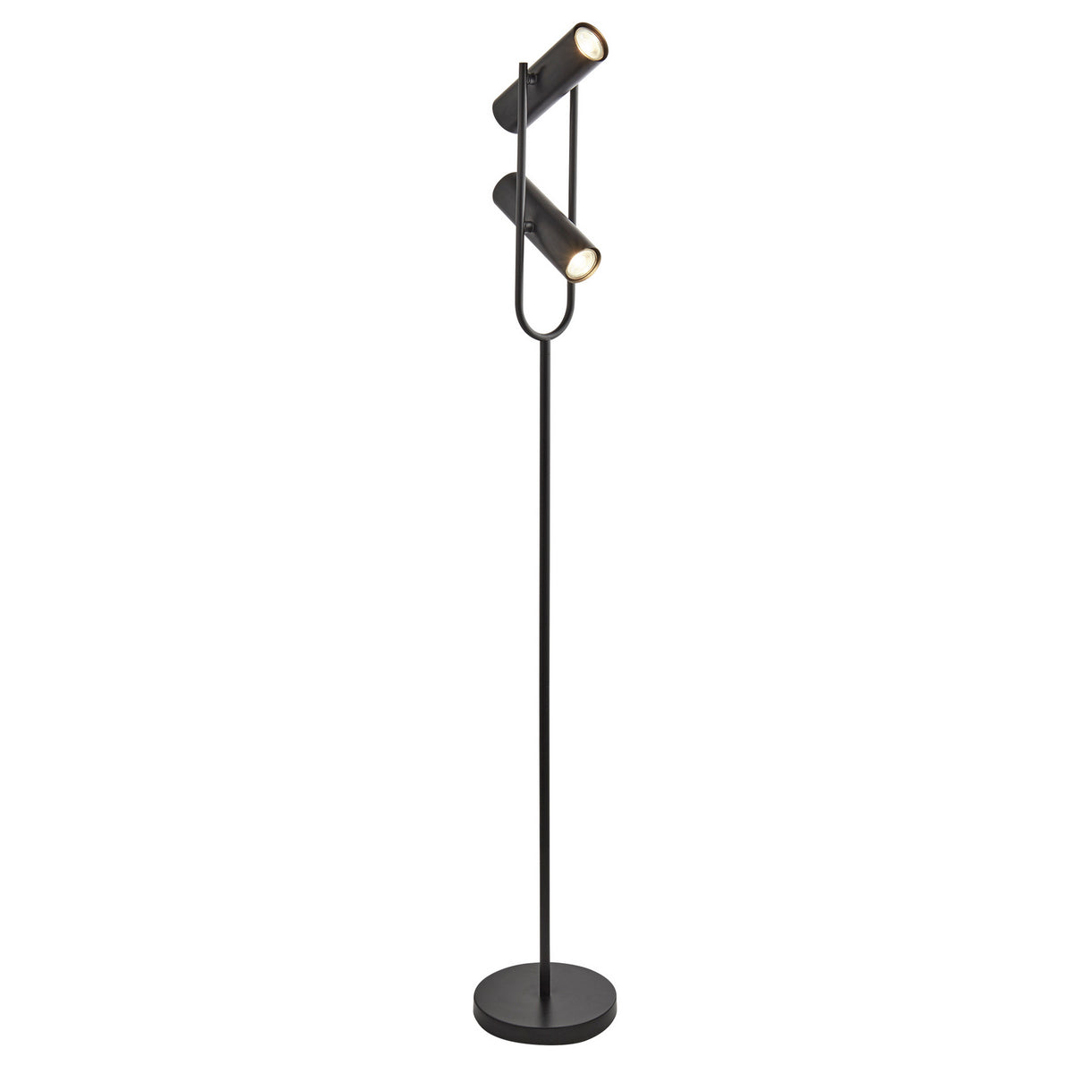 Telescope 2 Light LED Black Cylinder Standard Floor Lamp