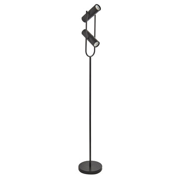Telescope 2 Light LED Black Cylinder Standard Floor Lamp