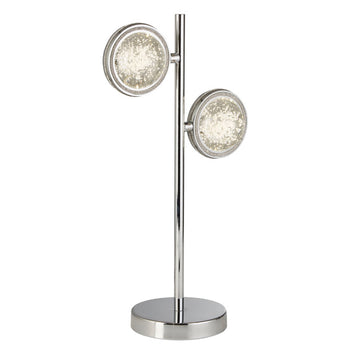 Quartz 2 Light Chrome & Bubble Glass Table Lamp