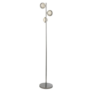 Quartz 3 Light Chrome & Bubble Glass Floor Lamp
