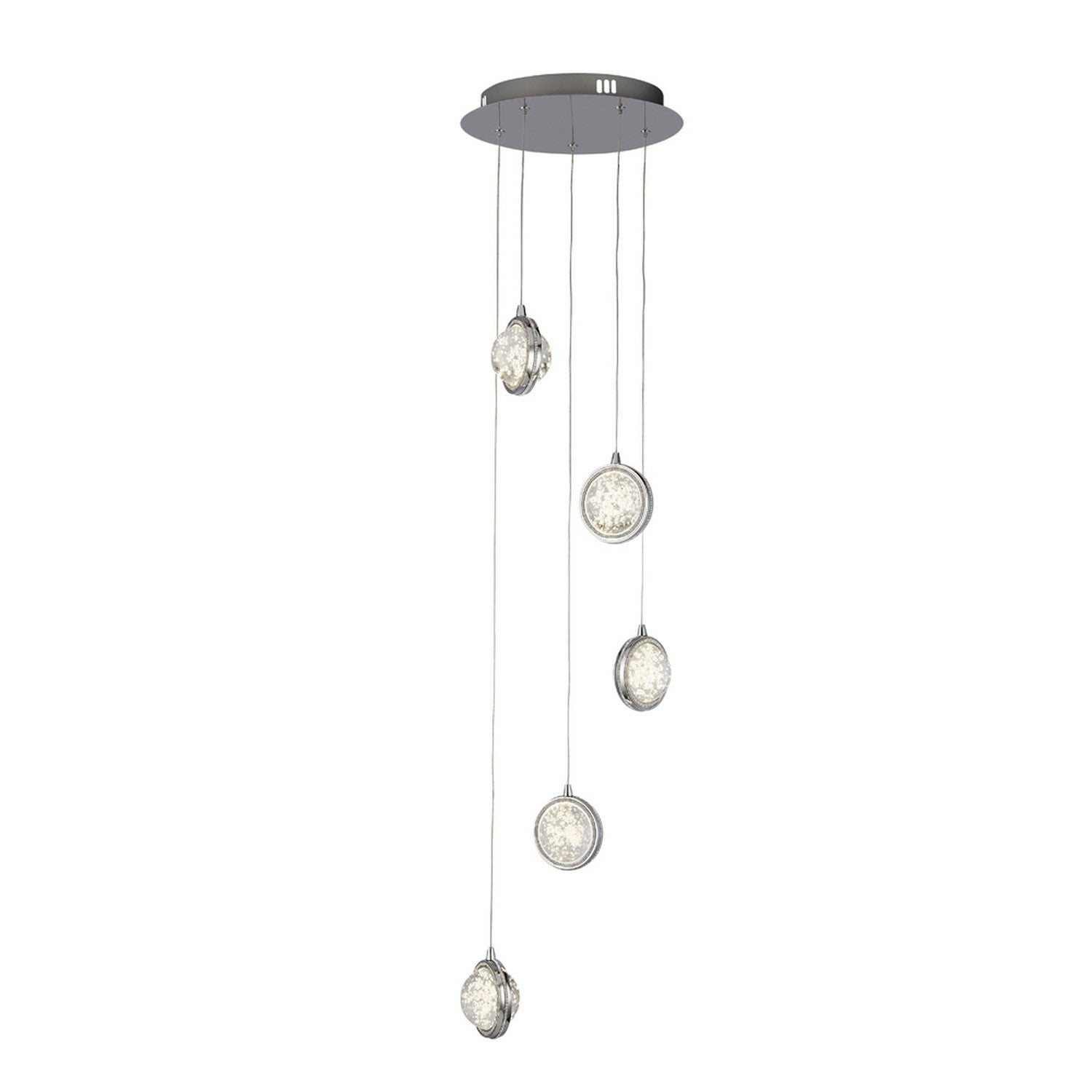 Quartz 5 Light Chrome & Bubble Glass Ceiling Pendant