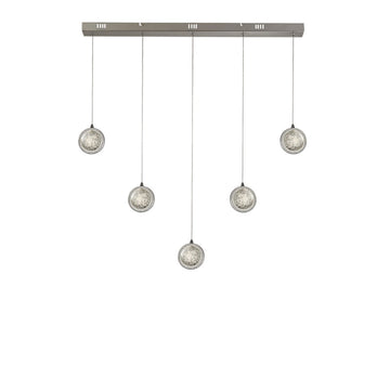 Quartz 5 Light Bar Chrome & Bubble Glass Ceiling Pendant