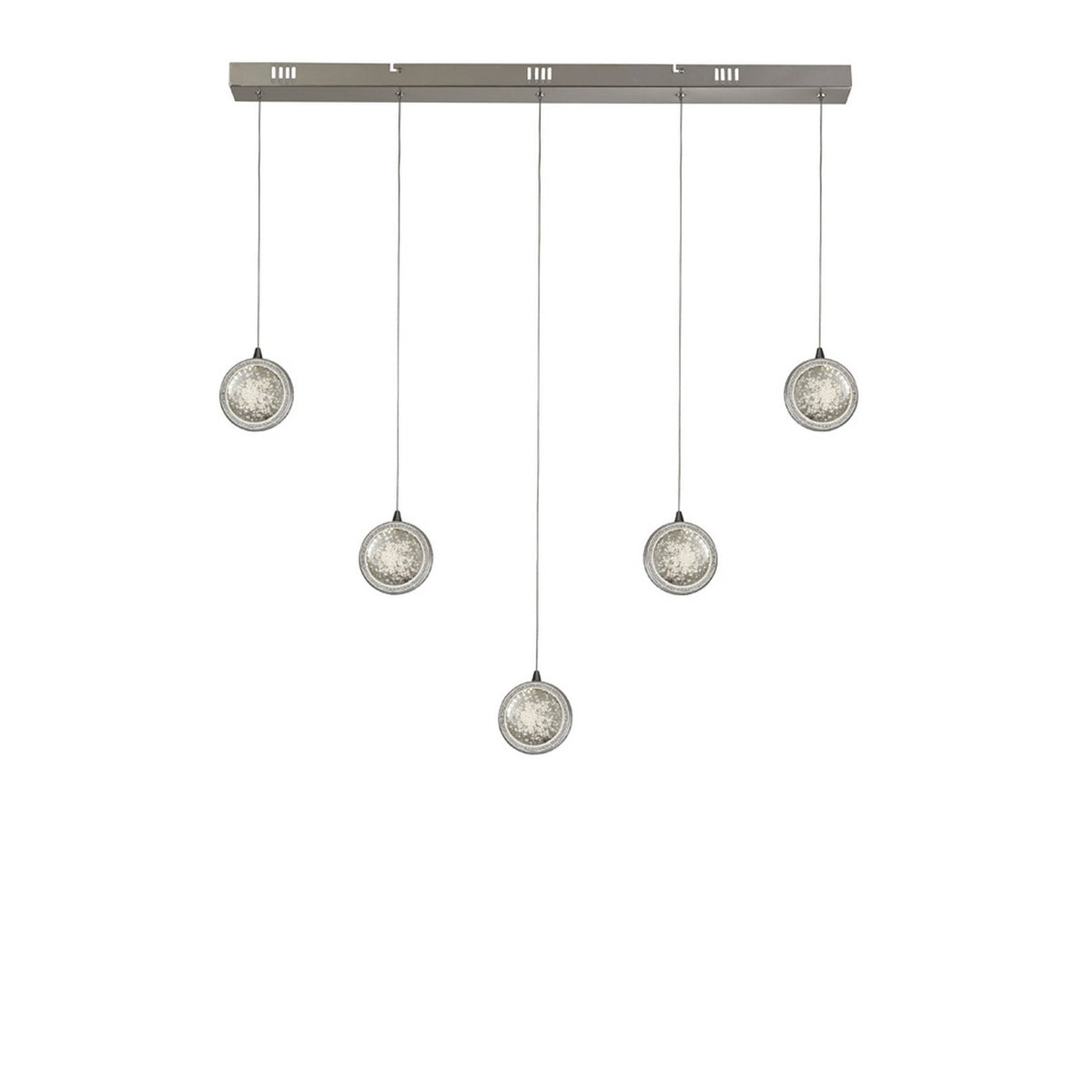 Quartz 5 Light Bar Chrome & Bubble Glass Ceiling Pendant