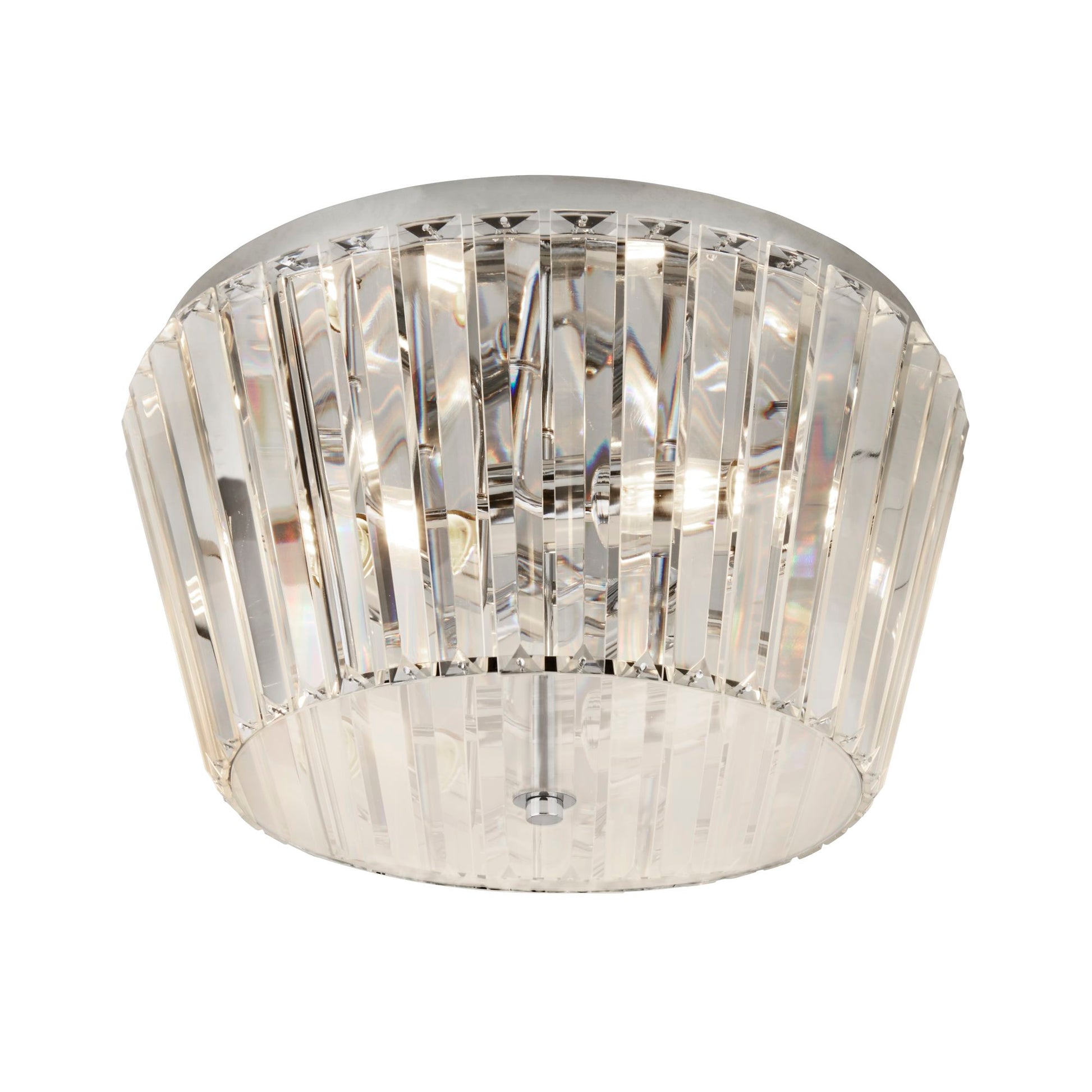 Searchlight Tiara 3 Light Flush Chrome With Crystal Glass