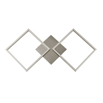 Wall Art 2 Light Satin Silver Square LED Wall Flush