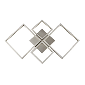 Wall Art 4 Light Satin Silver Square LED Wall Flush