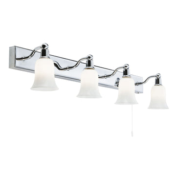 4 Lights White Glass Chrome Wall Bracket Downlight