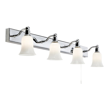 4 Lights White Glass Chrome Wall Bracket Downlight