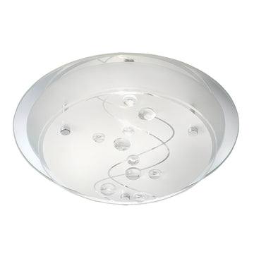 25cm Round Clear Beads Glass Flush Ceiling Light