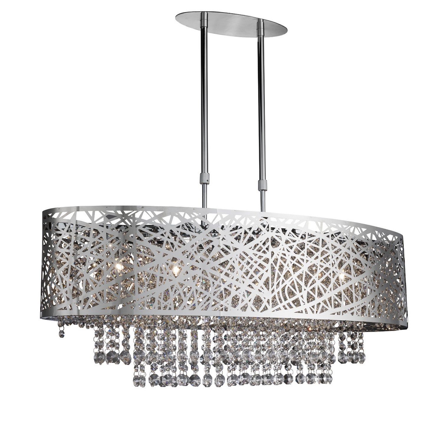 Mica  5 Light Chrome Lighting Crystal Button Drops Chandelier
