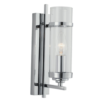 Milo Modern Chrome Glass Cylinder Shade Wall Bracket Light