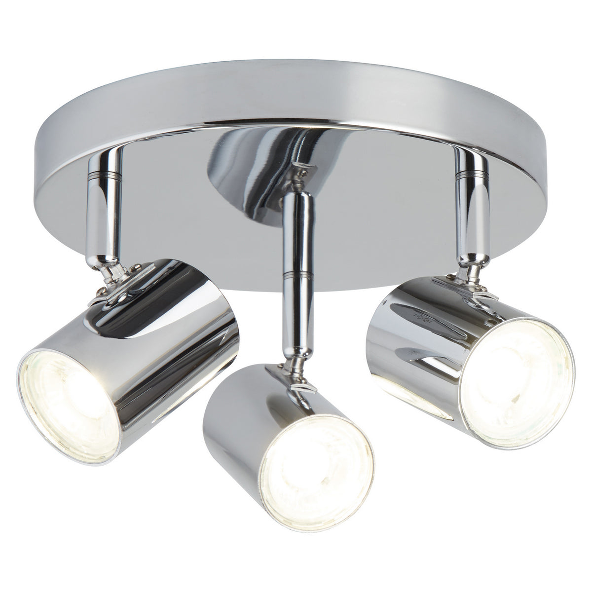 Rollo 3 Adjustable Chrome Cylinder Head Spots Plate Ceiling Light