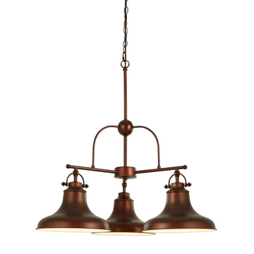 Searchlight Dallas 3 Light Industrial Pendant Antique Brown