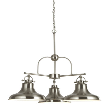 Dallas 3 Light Satin Silver Industrial Pendant