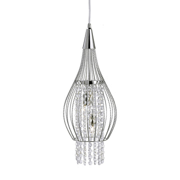 Rocket Chrome 2 Light Cage Frame Crystal Pendant