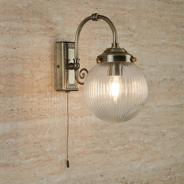 Belvue Antique Brass Bathroom Wall Light