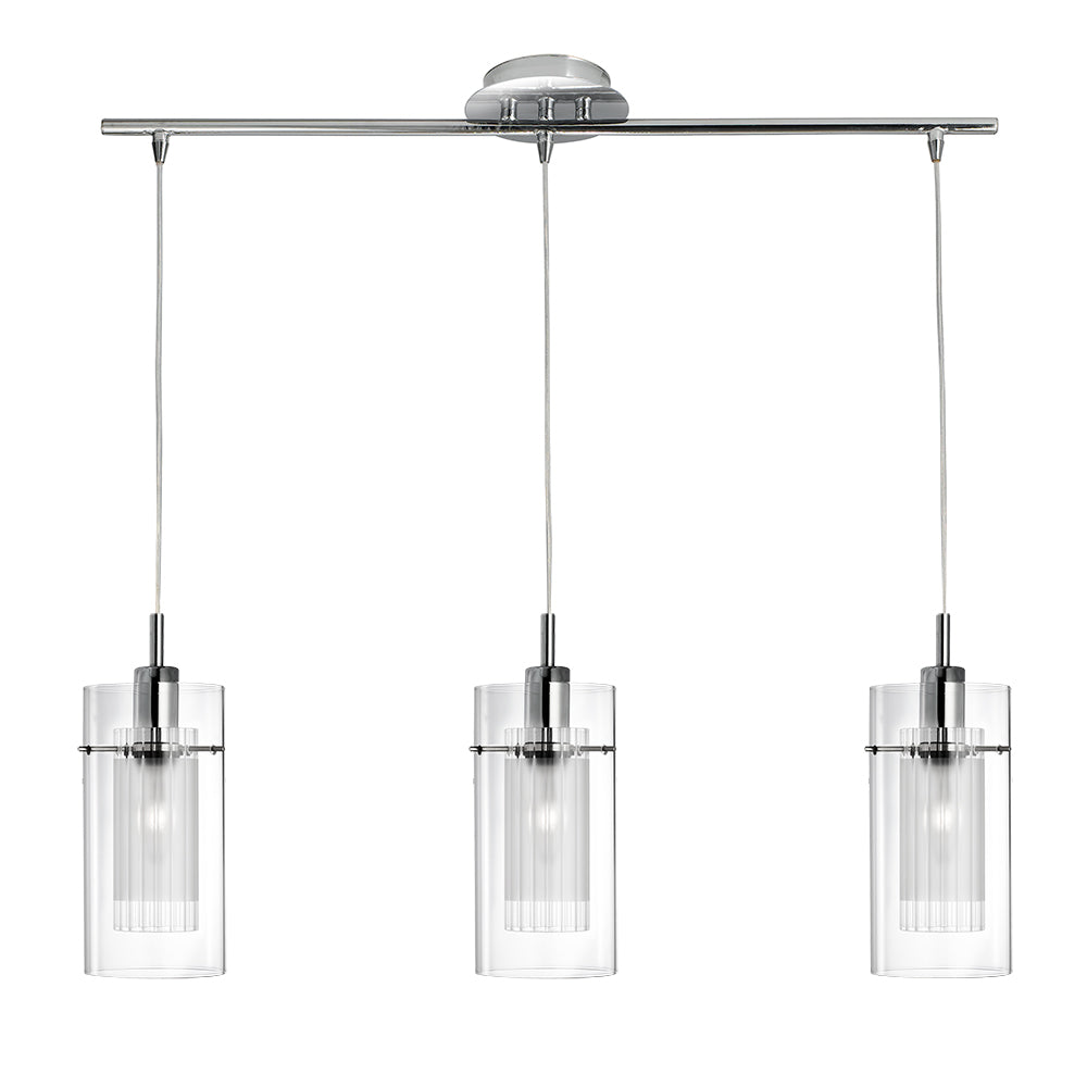 Duo 1 3 Lights Chrome Double Glass Bar Pendant