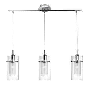 Duo 1 3 Lights Chrome Double Glass Bar Pendant