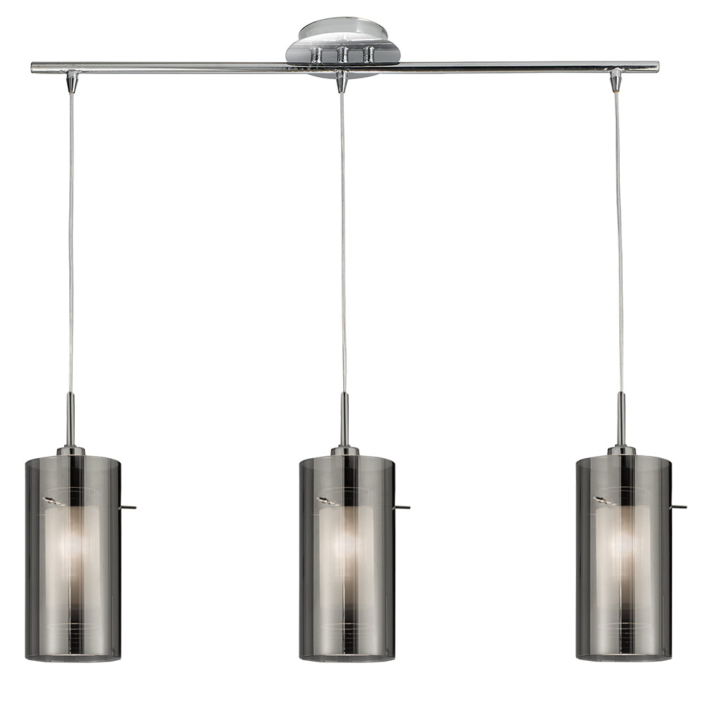 Duo 2 3 Lights Smoked Glass Bar Pendant