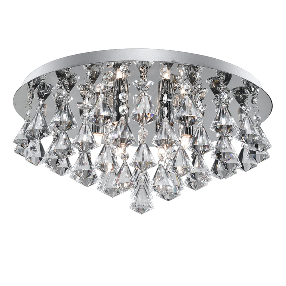 Hanna 6 Lights Chrome Crystal Flush Light