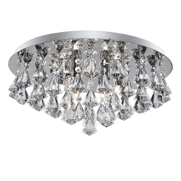 Hanna 6 Lights Chrome Crystal Flush Light