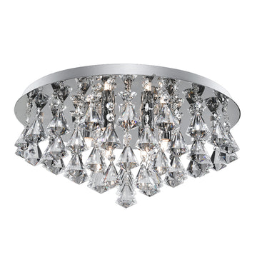 Hanna 8 Lights Chrome Crystal Flush Light