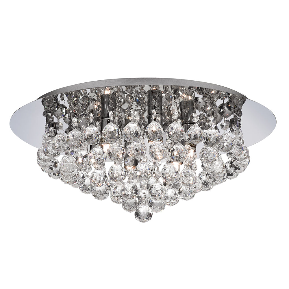 Hanna 6 Lights Chrome Crystal Ball Flush