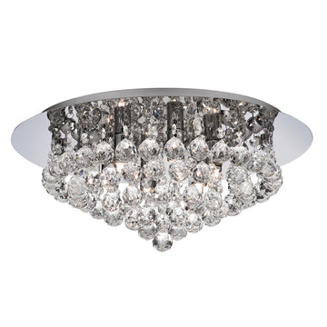 Hanna 6 Lights Chrome Crystal Ball Flush