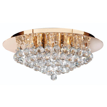 Hanna 6 Lights Gold Crystal Ball Flush