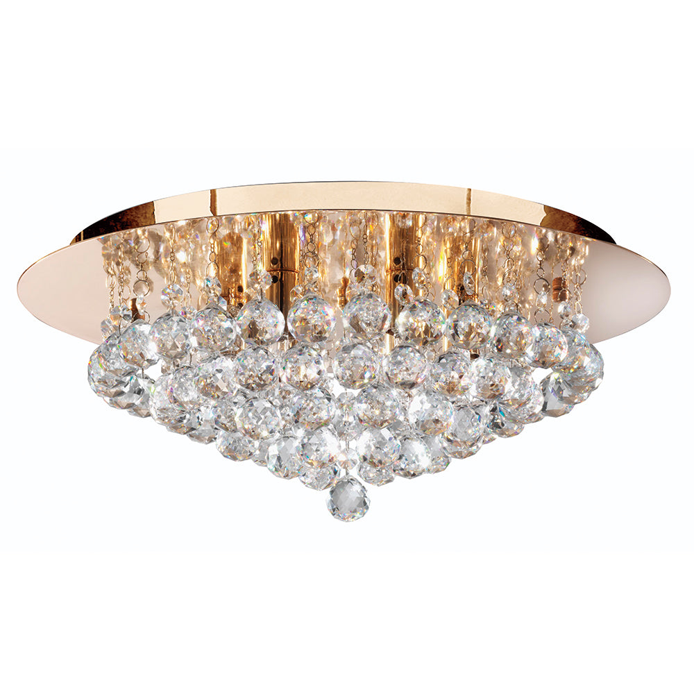 Hanna 6 Lights Gold Crystal Ball Flush