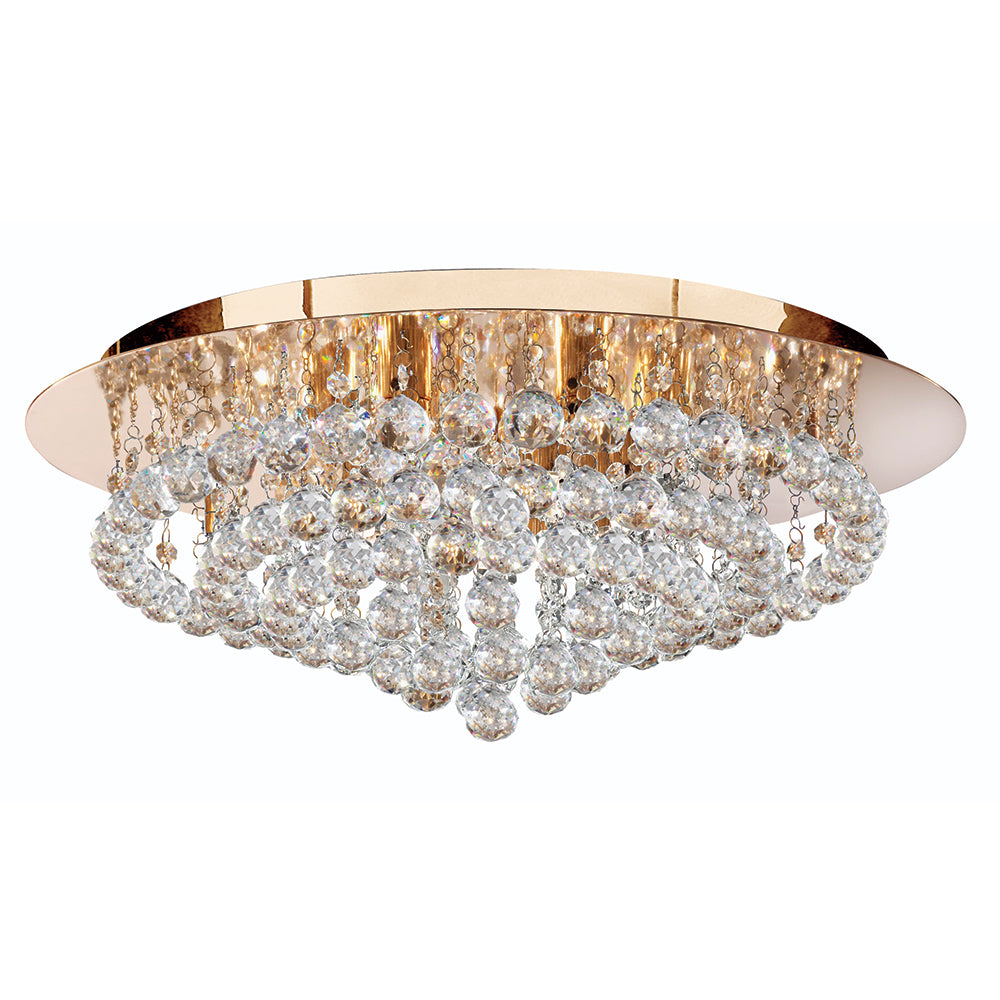 Hanna 8 Lights Gold Crystal Ball Flush