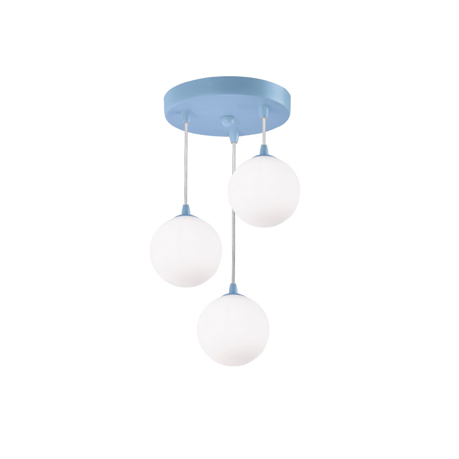 3 Lights Kids Light Blue With Opal Glass Shade Ceiling Pendant