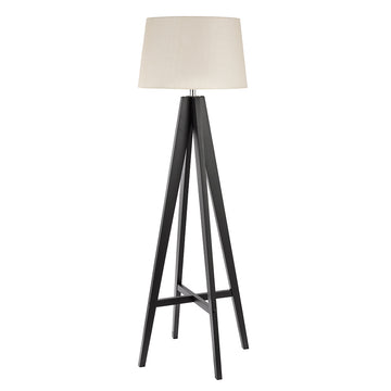 Easel Dark Wood Base & Linen Shade Floor Lamp