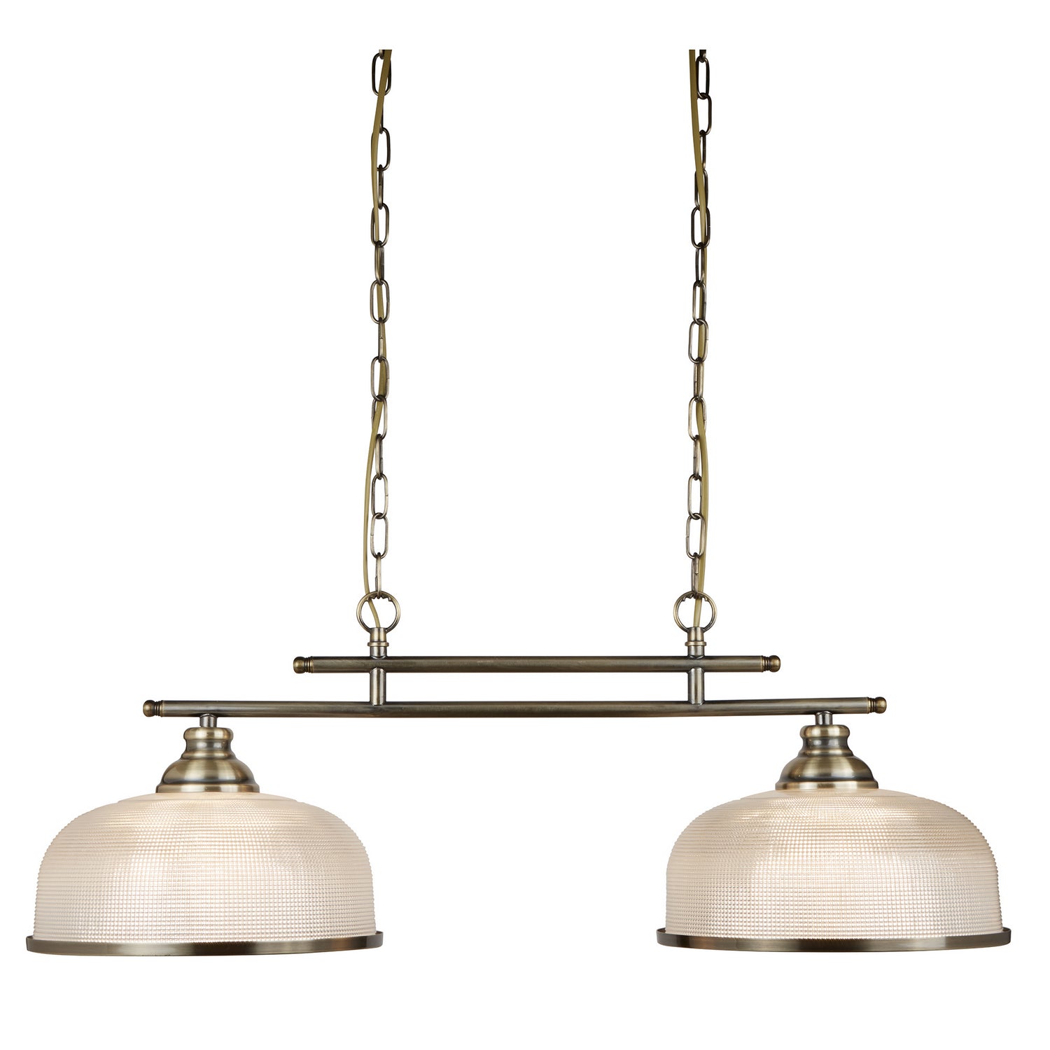 Bistro II 2 Lights Brass & Halophane Glass Bar Light