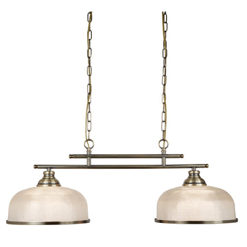 Bistro II 2 Lights Brass & Halophane Glass Bar Light