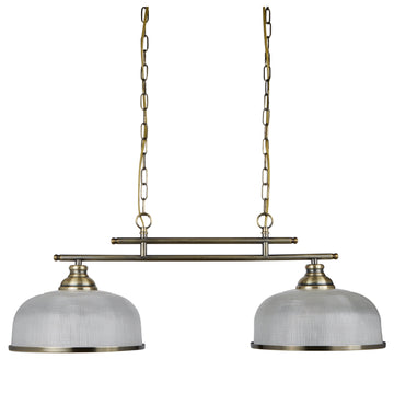 Bistro II 2 Lights Brass & Halophane Glass Bar Light