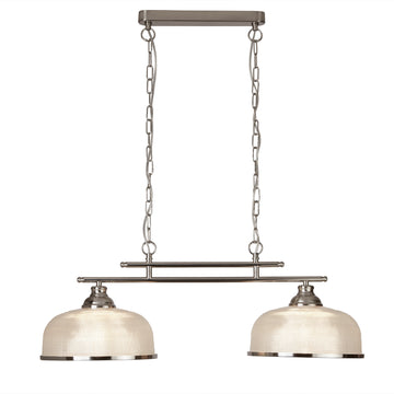 Bistro II 2 Lights Satin Silver & Halophane Glass Bar Lighting