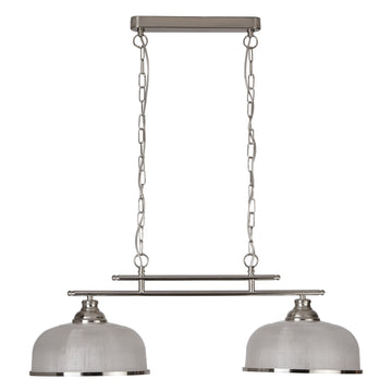 Bistro II 2 Lights Satin Silver & Halophane Glass Bar Lighting