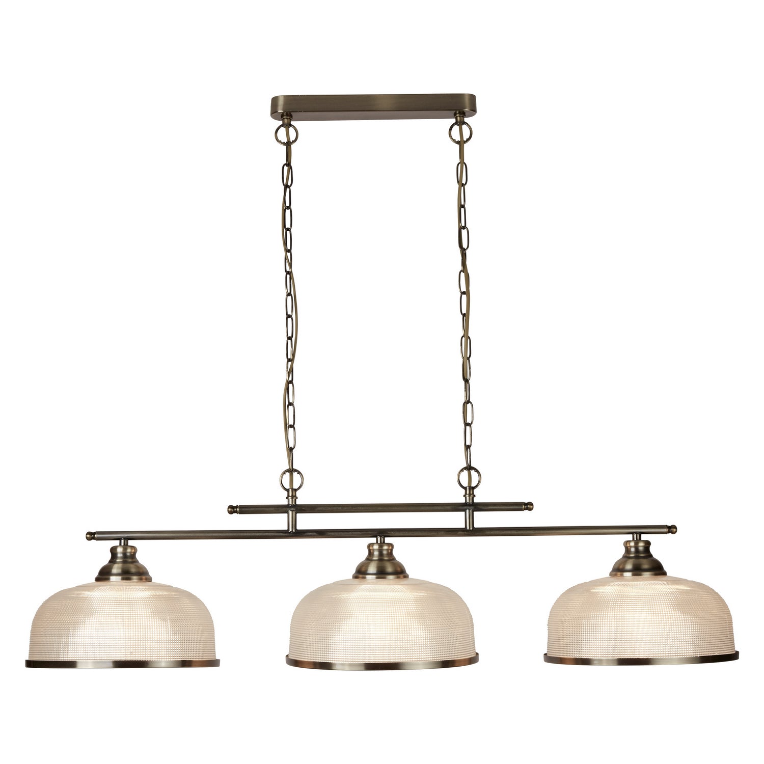 Bistro II 3 Lights Brass & Halophane Glass Bar Lighting