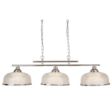 Bistro II 3 Lights Satin Silver Marble Glass Bar Lighting