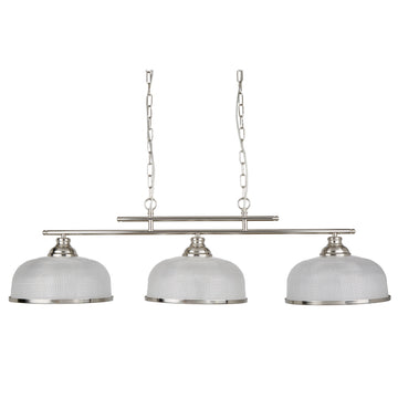 Bistro II 3 Lights Satin Silver Marble Glass Bar Lighting