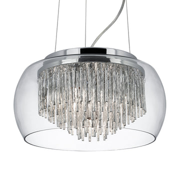 Curva 4 Light Aluminium Tubes & Glass Ceiling Pendant